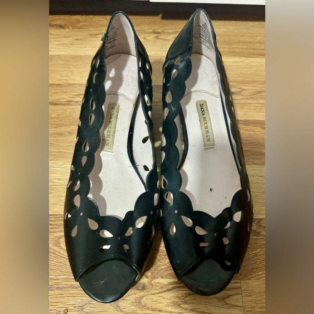 Dana Buchman (LOGAN) Black Open Toed Dress Shoes, Women's Size 10
